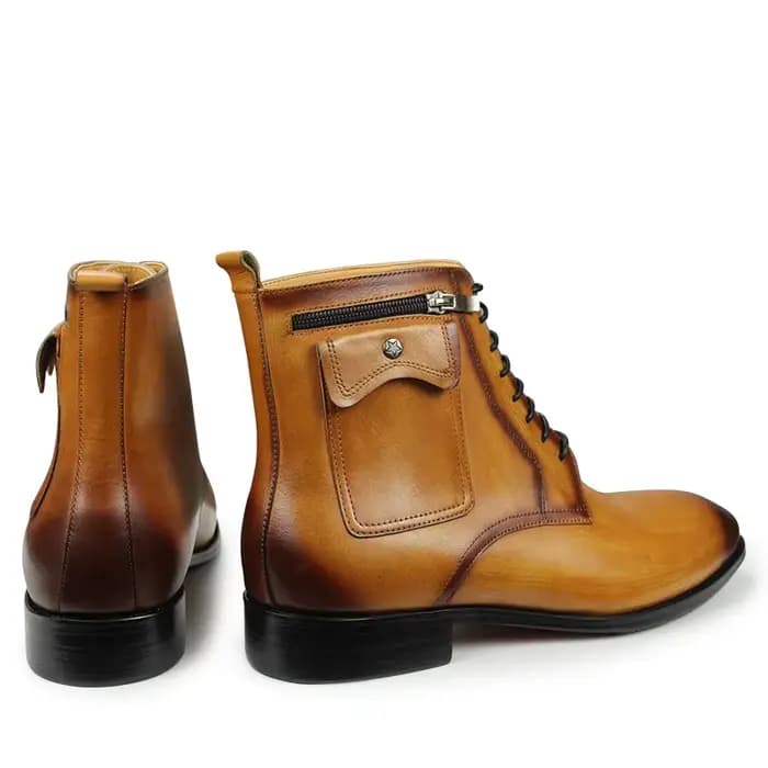 NiceBlack-Bottes de rinçage en cuir véritable faites à la main pour hommes