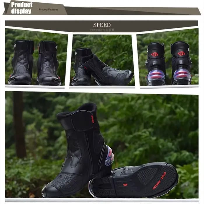 Bottes de Moto en cuir microfibre pour hommes et femmes