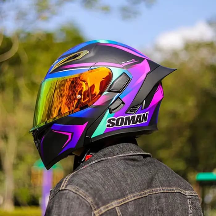 Casques rabattables à double lentille approuvés DOT pour Moto Vintage rétro casque