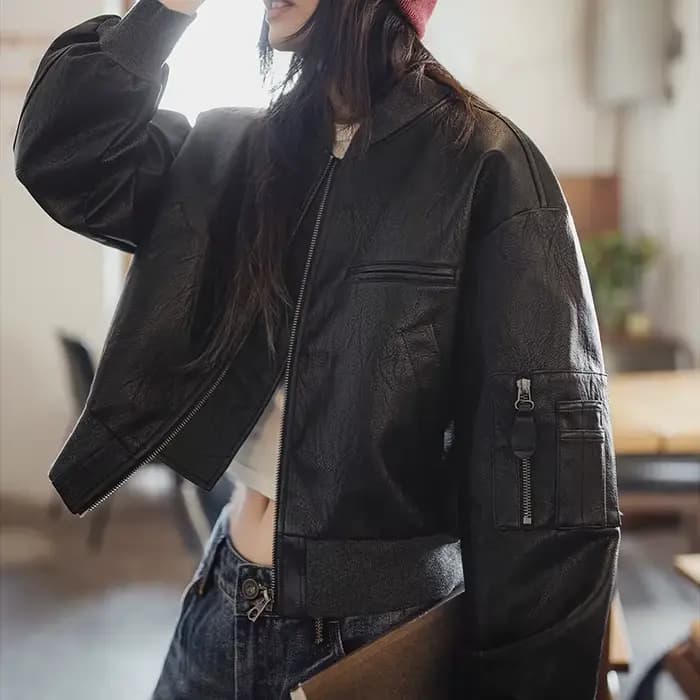 Maden – veste de motard en Faux cuir pour femme