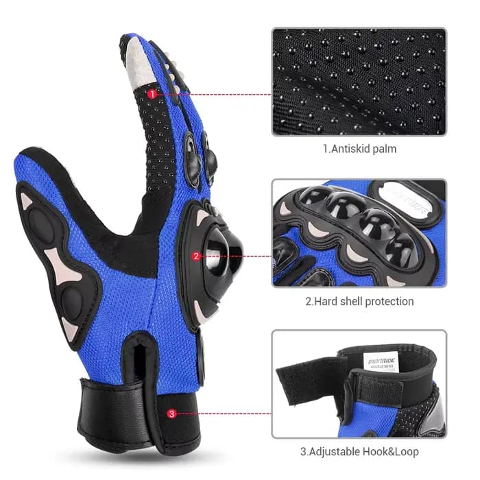 Gants de Moto bleus pour écran tactile