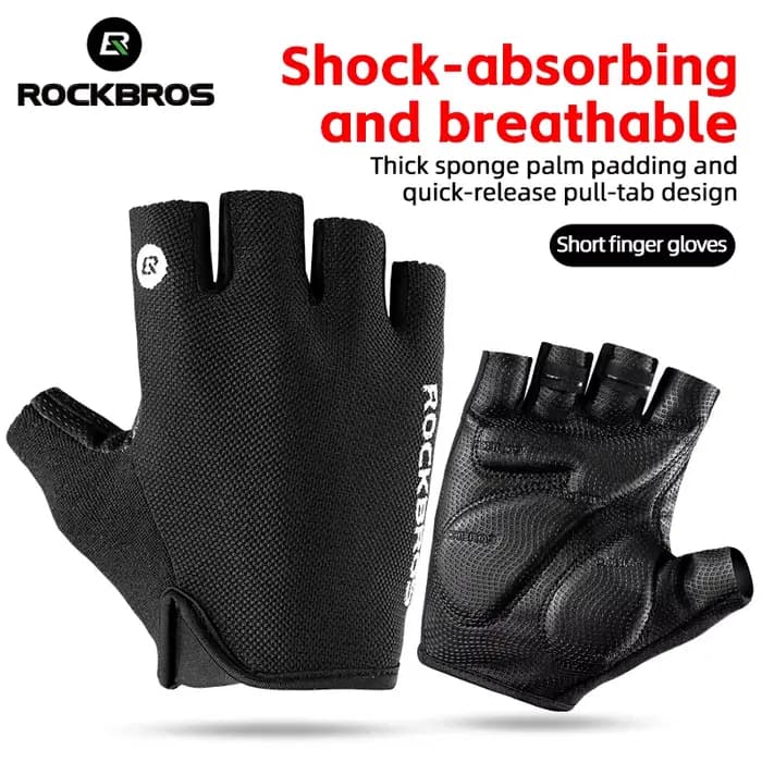 ROCKBROS gants de vélo demi doigt été respirant anti-dérapant SBR Pad antichoc vtt route