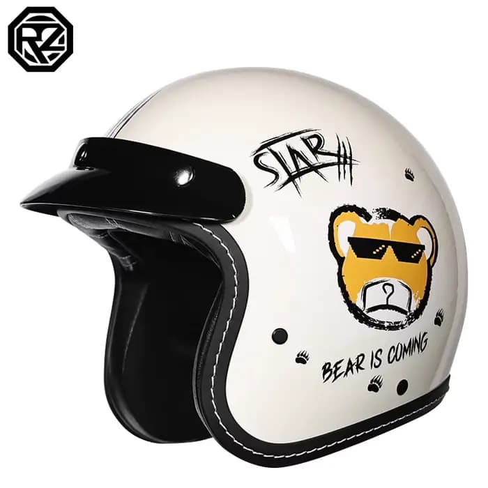 Casque de moto vintage 3/4 ouvert