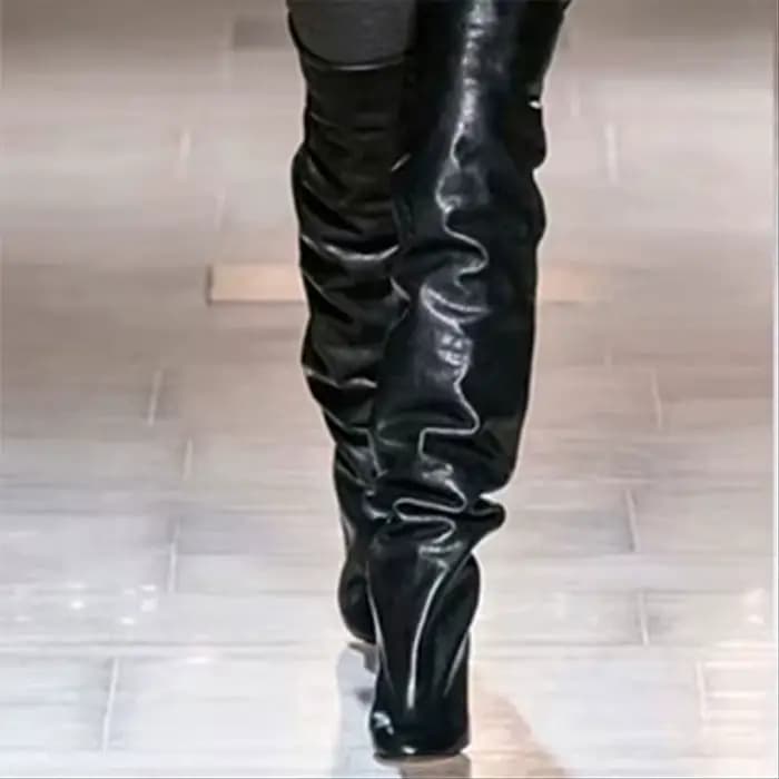 Bottes simples à talon fin pour femmes, tête pointue, manches anti-aldes, résistantes à l'usure, cuissardes, mode, automne, nouveau