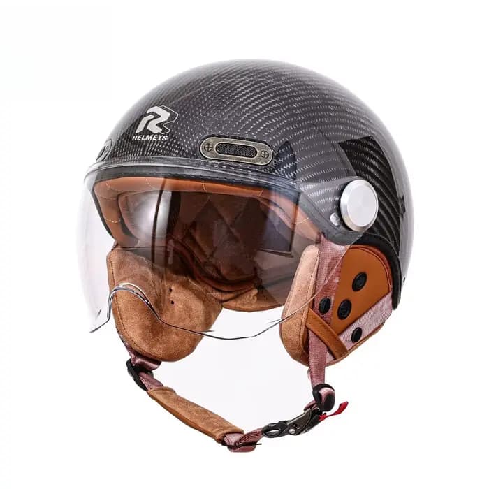 Certification DOT rétro visage ouvert demi Casque Moto Vintage casques en Fiber de carbone