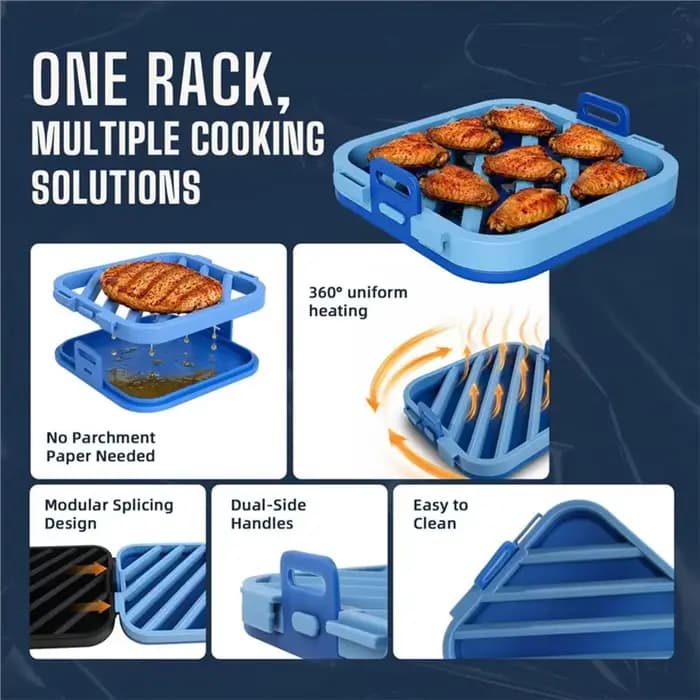 BSEVB - Accessoires de cuisine, Plaque de cuisson multifonctionnelle, Friteuse à air avec contrôle de l'huile, Grille de barbecue en silicone
