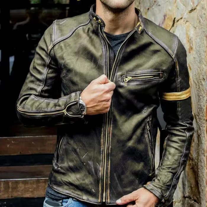 2025 automne moto veste en cuir hommes rue mode Bomber vestes décontracté col montant manteau