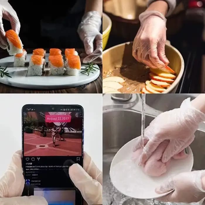 Gants de poulet transparents en TPE sans latex, coordonnants, acide, sécurité au travail, qualité alimentaire, ménage, livres, 100 pièces