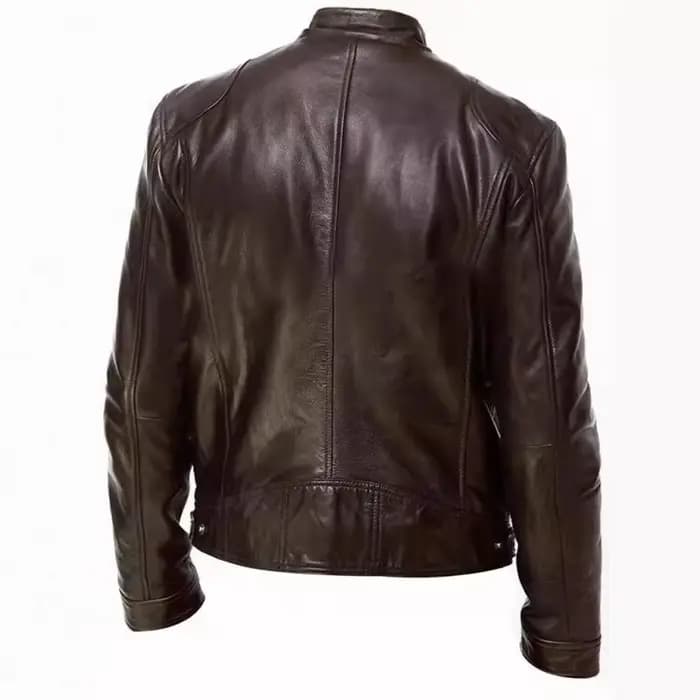Veste de moto en cuir Punk pour hommes, manteau de motard à col montant, mode jeunesse, Style urbain, fermeture à glissière, sans capuche, disponible en Stock