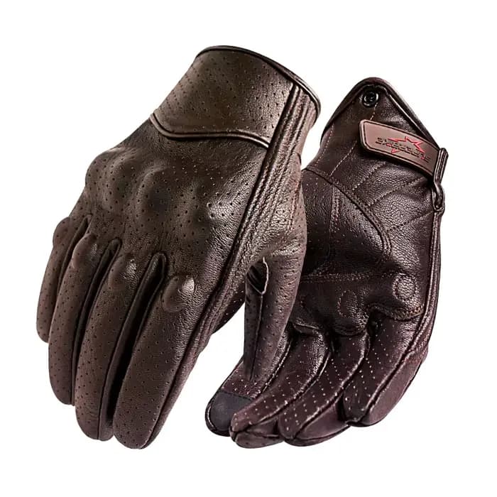 Gants de Moto hommes écran tactile en cuir marron gant de vélo électrique cyclisme doigt complet