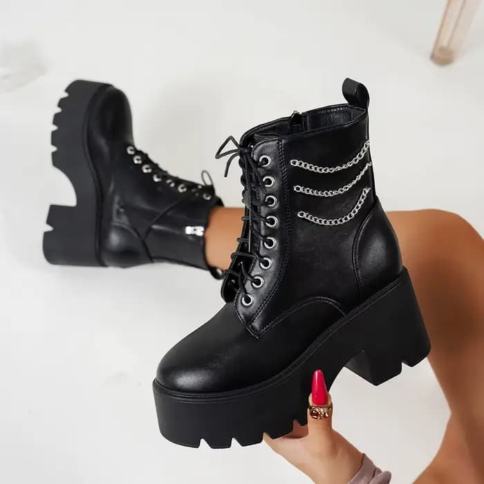 Punk Goth femmes moto bottes en plein air plate-forme talons hauts chaussures femme 2025 nouvelle marque de luxe