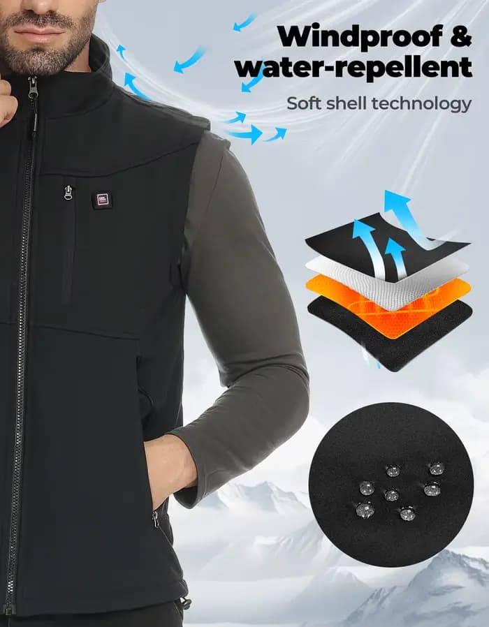 KEMIMOTO Gilet chauffant unisexe avec 6 zones chauffantes