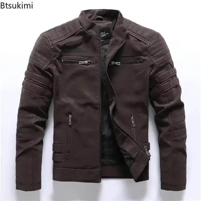 Veste de pilote en cuir PU pour hommes