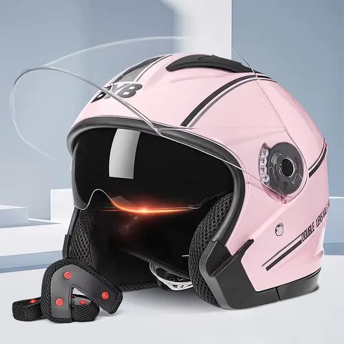 Casque de moto électrique quatre saisons à double visière anti-buée