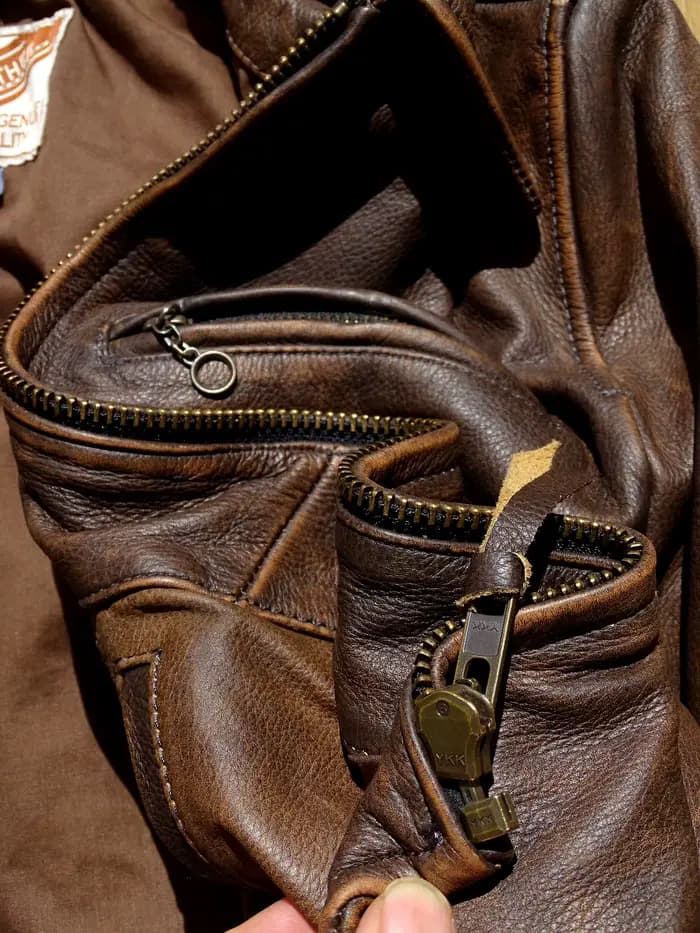 Veste en cuir véritable pour moto