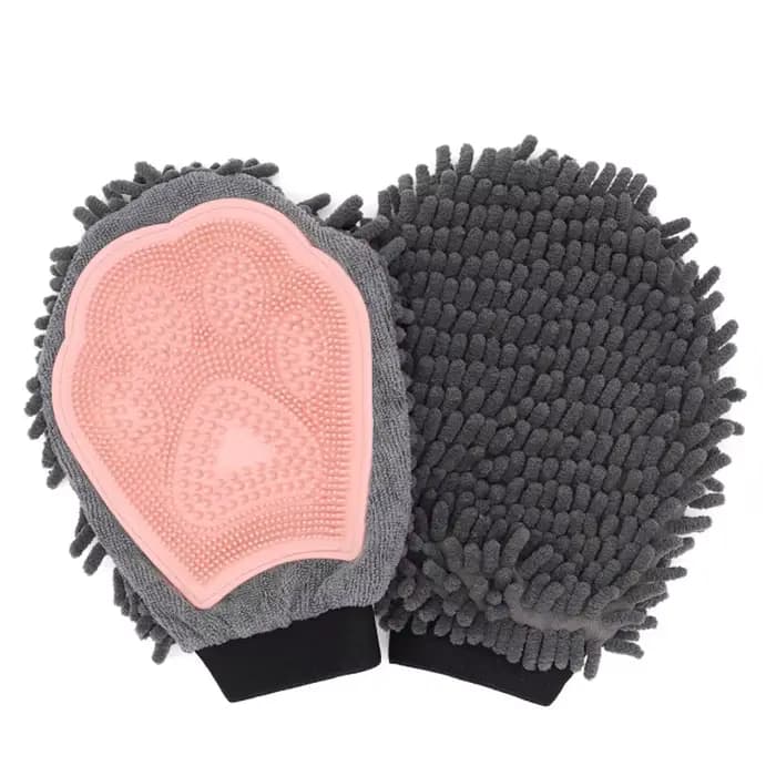 1PC Gants de toilettage pour animaux de compagnie, gants double face pour le nettoyage et le massage, lavage et bain des chiens, absorption rapide de l'eau, gants pour enlever les poils