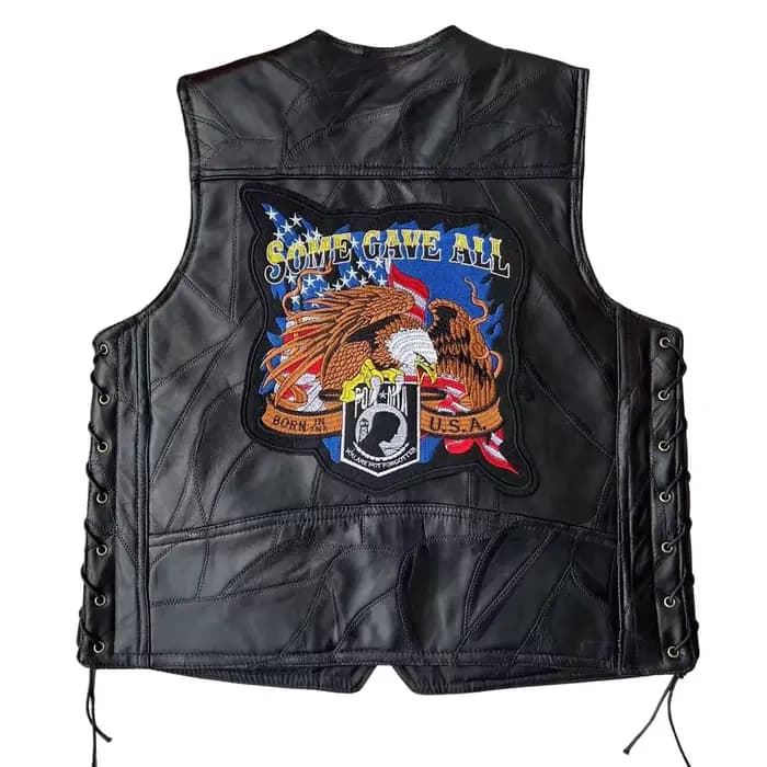 Veste sans manches pour hommes, nouvelle mode en cuir Rock Punk, gilet de moto brodé, Costume de Cosplay, manteau à bandes latérales