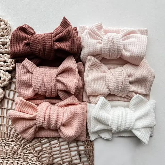 Accessoires pour cheveux de bébé fille, bandeau pour nouveau-né, couvre-chef en tricot, grand nœud, Double couche, bandeau pour enfants, coiffure Turban