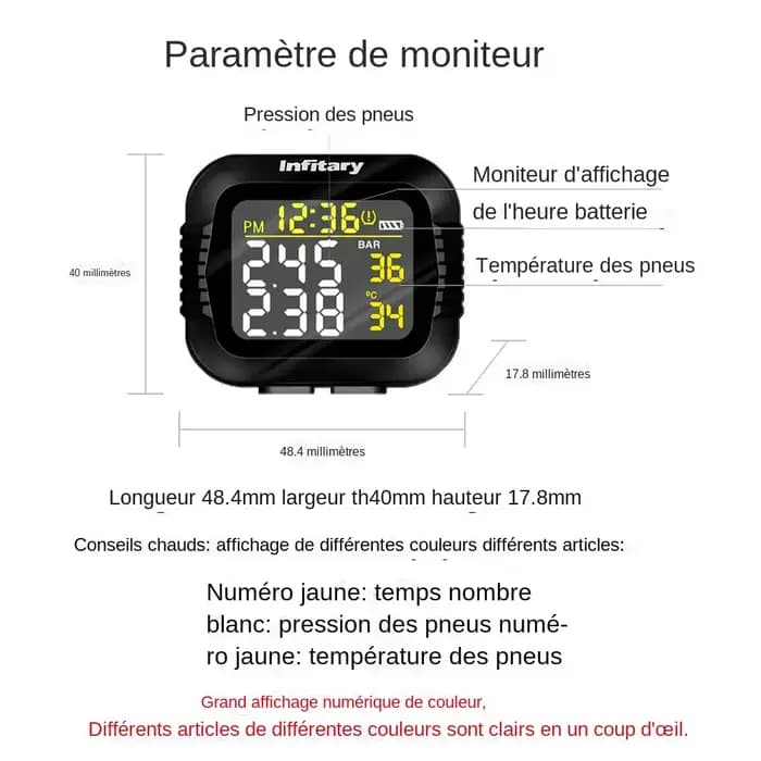 Système de surveillance TPMS de la pression des pneus de Moto