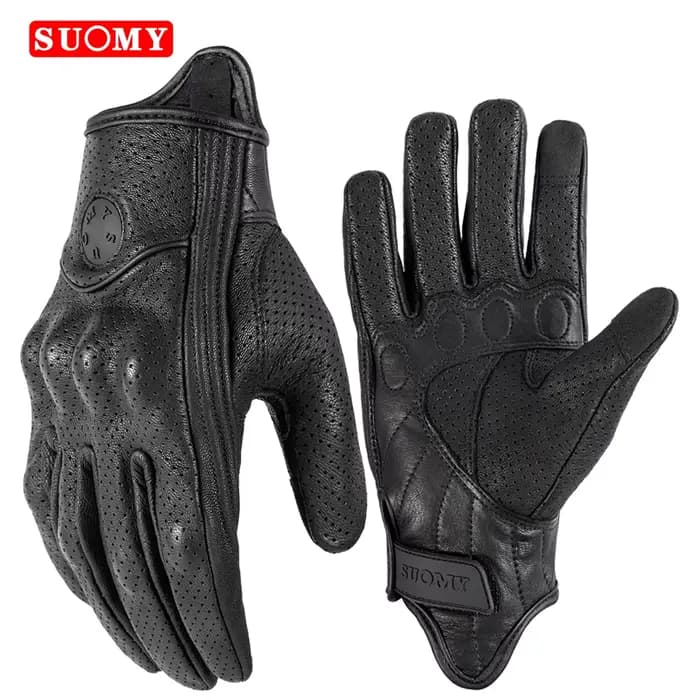 Gants de moto en cuir vintage d'été pour hommes et femmes