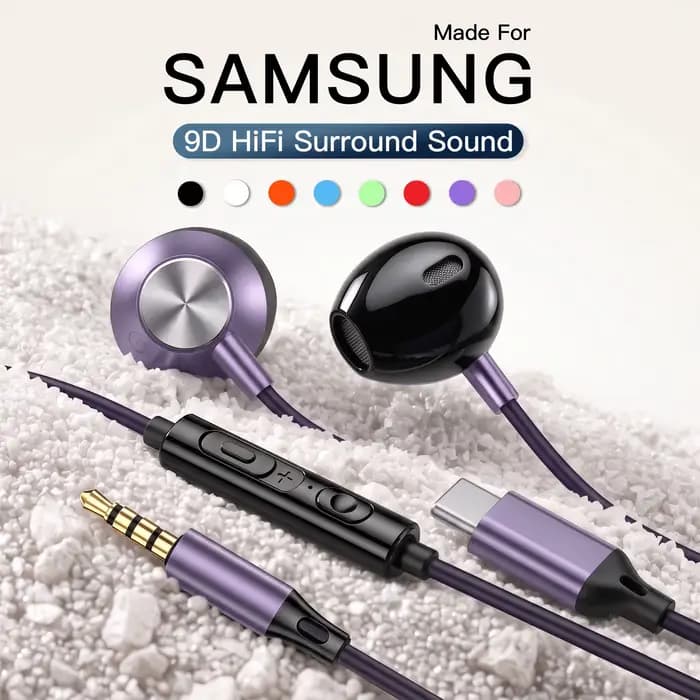 Écouteurs filaires USB Type C HiFi avec son surround et micro pour Samsung Galaxy S25 S24 S23 S22 S21, casques intra-auriculaires 3,5 mm
