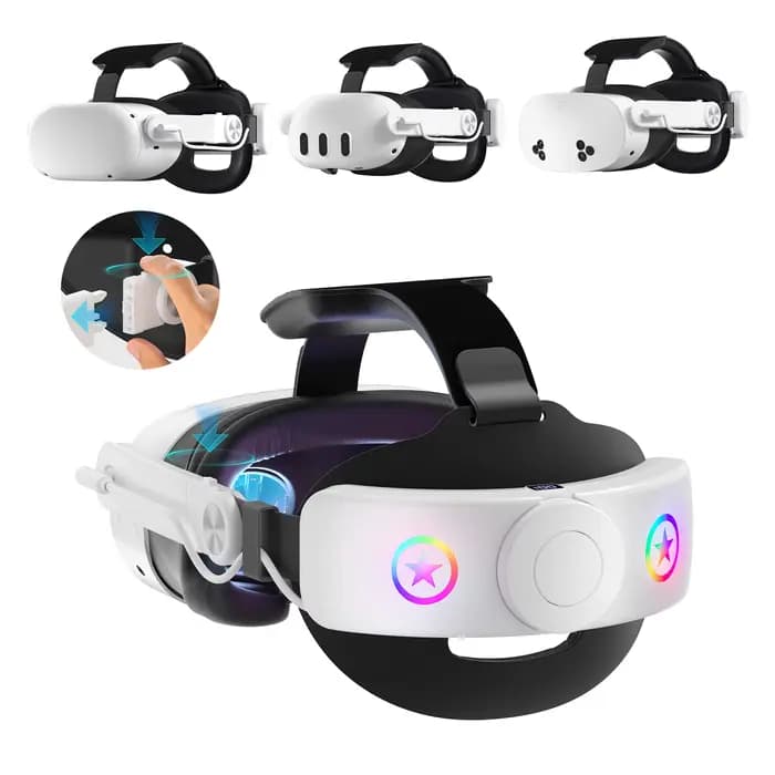 Sangle de casque VR avec batterie 10000 mAh pour Meta Quest 3/3S/2 - Libération à un clic brevetée, jeu VR équilibré et confortable