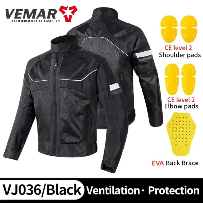 Vemar-Manteau de moto en maille respirante pour homme, veste de moto, équipement de protection oligProtective, vêtements de vélo de course, noir, gris, été, nouveau, CE1, 2