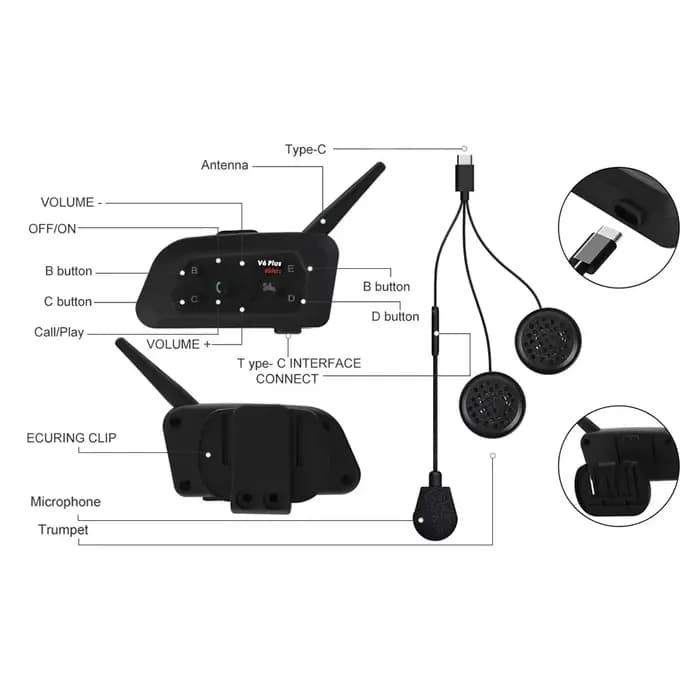2025 nouveau V6 PLUS coureurs moto Interphone Bluetooth casque sans fil