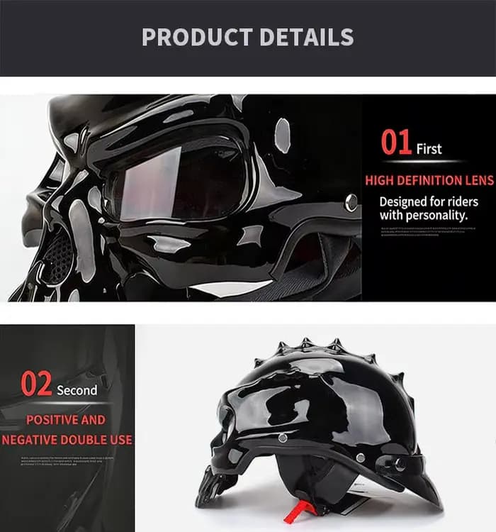 Casque de moto vintage en forme de crâne