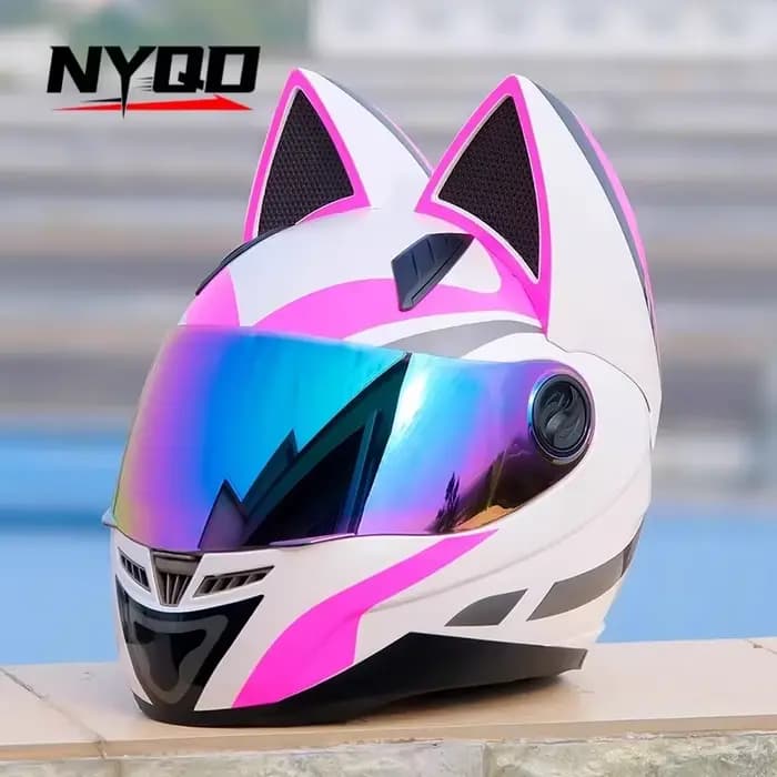 Casque de Moto avec oreilles de chat pour femmes