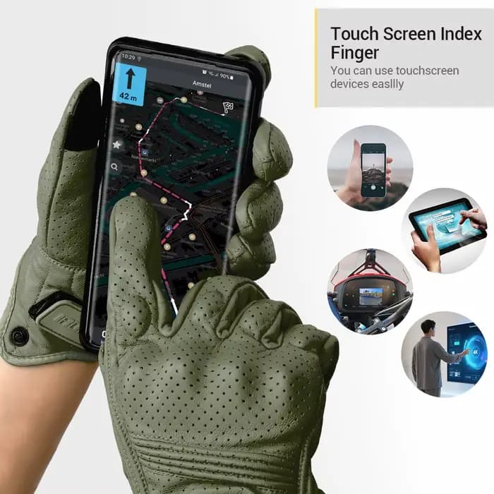 Nouveaux gants de moto rétro gants respirants en cuir véritable pour hommes et femmes gants de Scooter confortables toutes saisons