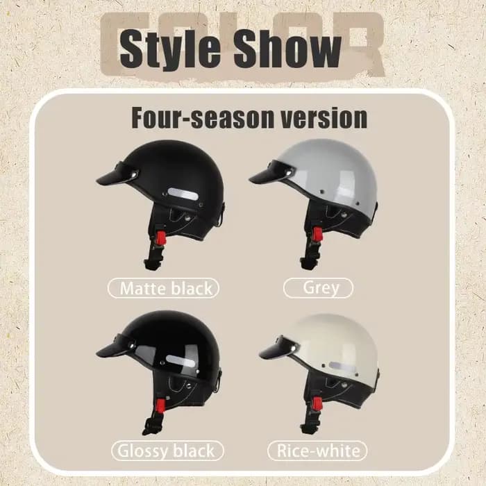 Casque de moto vintage Demi-casque Cruiser pour hommes
