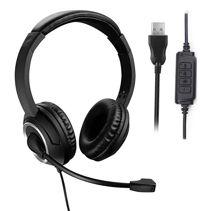 Casque USB avec micro muet pour PC, casque d'affaires de 3.5mm avec Microphone rotatif, suppression du bruit pour Center d'appels