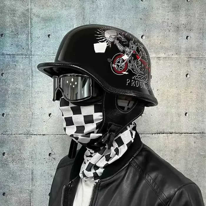 Casque de soldat rétro demi-casque moto homme et femme
