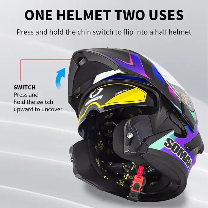 Casques rabattables à double lentille approuvés DOT pour Moto Vintage rétro casque