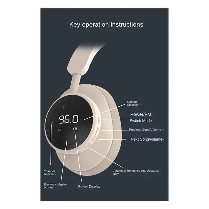 Casque d'écoute sans fil avec microphone, pliable, Bluetooth 5.3, écouteurs, support carte TF, radio FM, noir