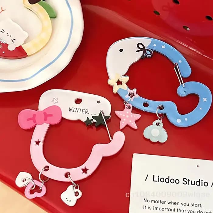 Mousqueton à clé en acrylique Kawaii - Porte-clés mignon à breloque pour sac Ita, nouveauté, clip décoratif multifonctionnel pour clés, sac et sac à main