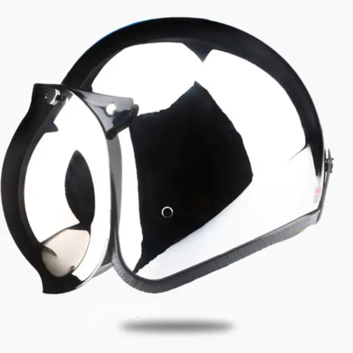 Casque de moto vintage en chrome argenté Jet Capacetes De Motociclista pour Cafe Racer Miroir homologué CE DOT casco