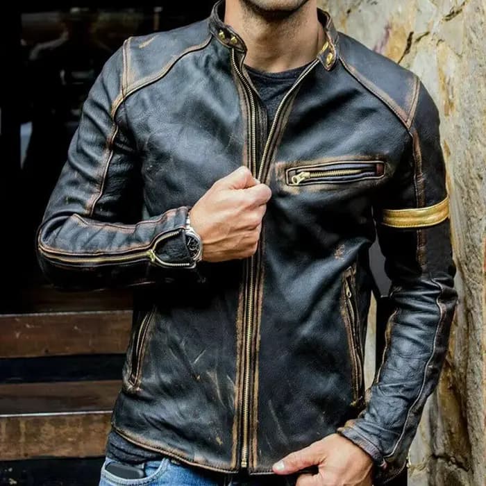 2025 automne moto veste en cuir hommes rue mode Bomber vestes décontracté col montant manteau