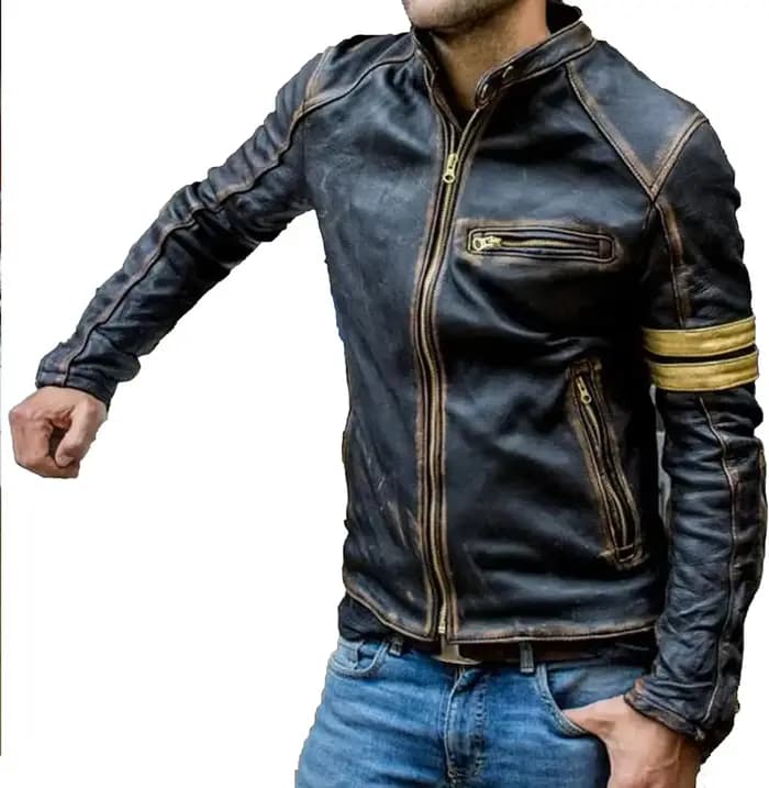 Veste de motard classique Aviator moteur automne manteaux hommes noir