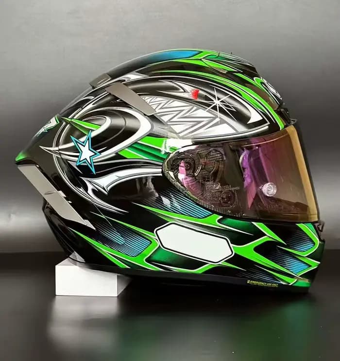 Casque De moto intégral X14 YANAGAWA5 couleur verte équitation