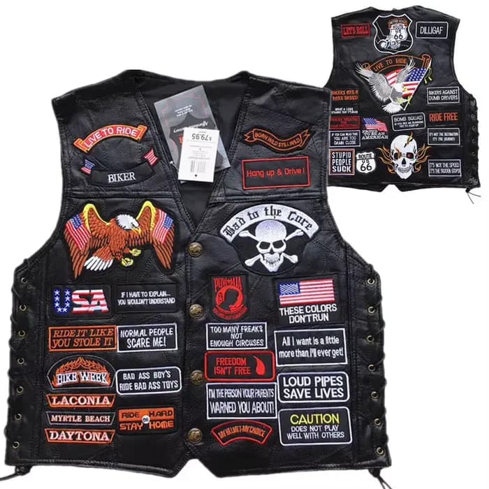 Veste de moto vintage en cuir véritable pour homme