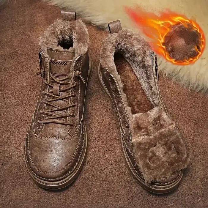 Bottes en cuir avec fermeture éclair pour homme