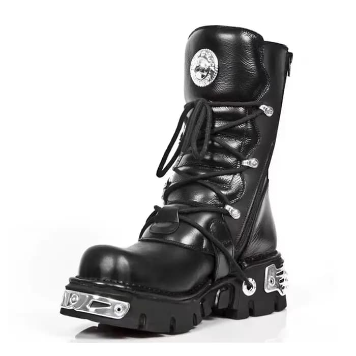 Bottes de moto en cuir véritable pour hommes