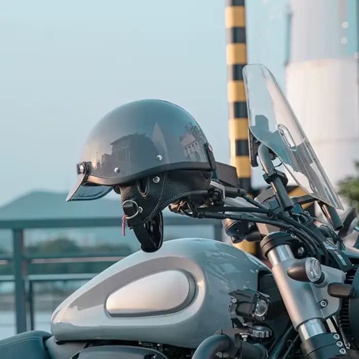 Casque de Moto demi-visage blanc rétro casques