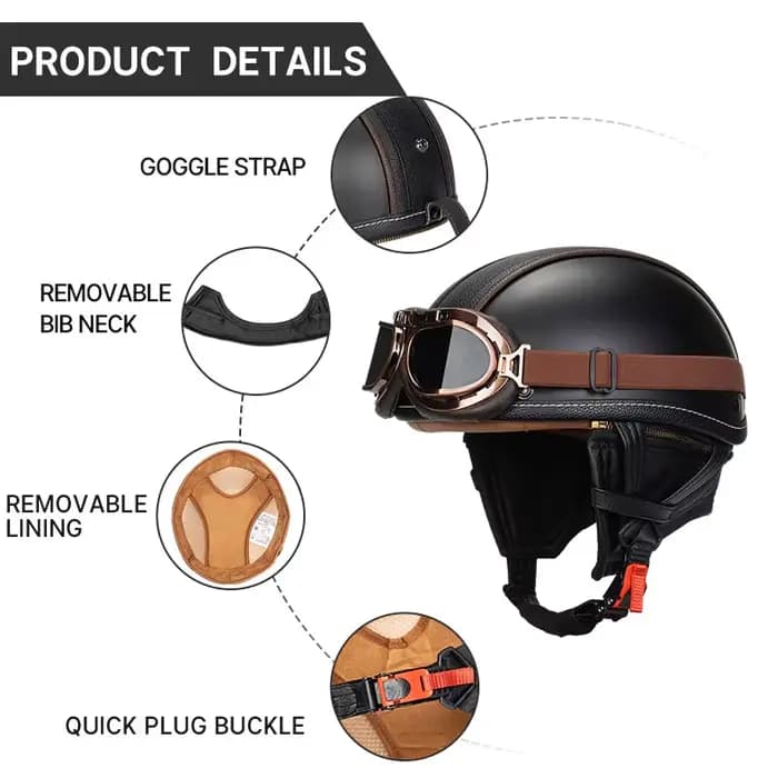 Casque de moto allemand en cuir PU