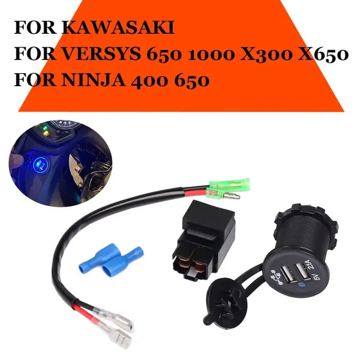 Pour Kawasaki Versys 650 1000 X300 X650 Ninja 400 Ninja400 Ninja650 2023 accessoires appareil photo téléphone portable USB chargeur rapide avec relais