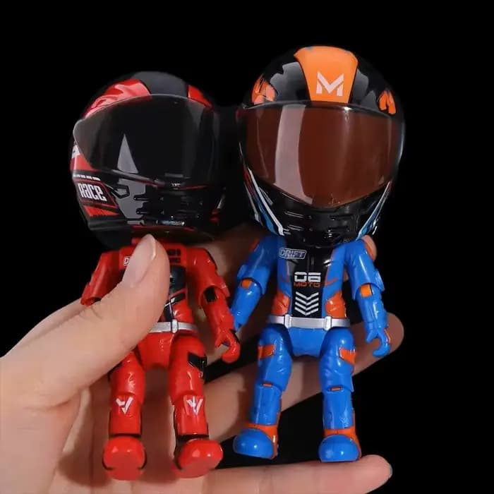 1 pièce Figurine de motard transformable en casque