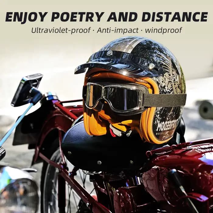Casque de moto VGV à face ouverte 3/4 pour moto tout-terrain