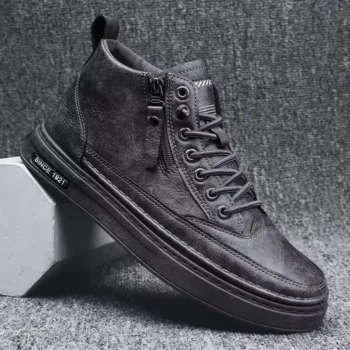 Bottes en cuir avec fermeture éclair pour homme